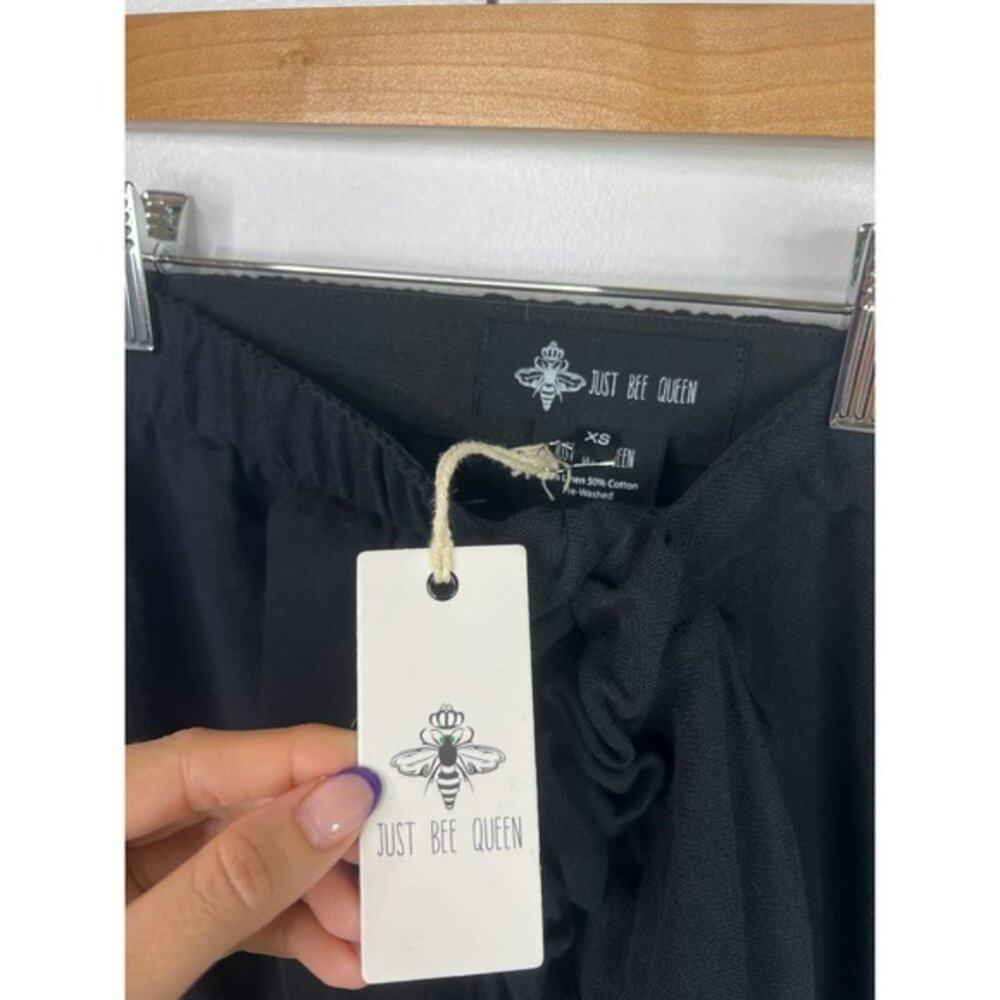 NWT Just Bee Queen Tulum Ruched Cotton Side Black Midi Zip Skirt Size: XS - Picture 5 of 8